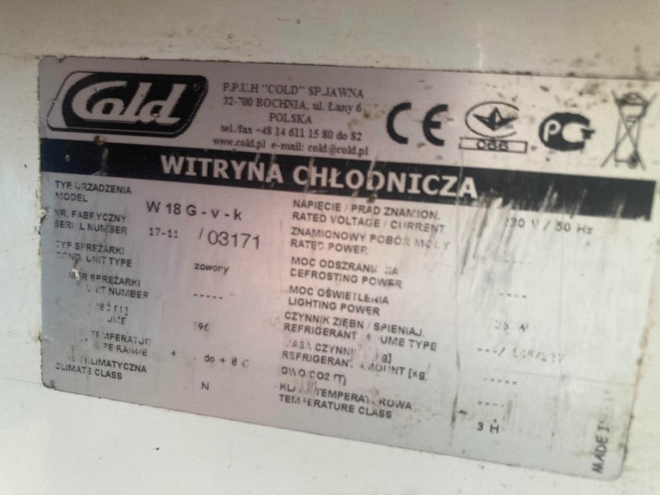 witryna chłodnicza cold z agregatem zewnętrznym