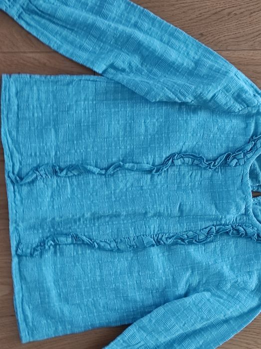116 Mango koszula bluzka karbowana muślinowa niebieska morka