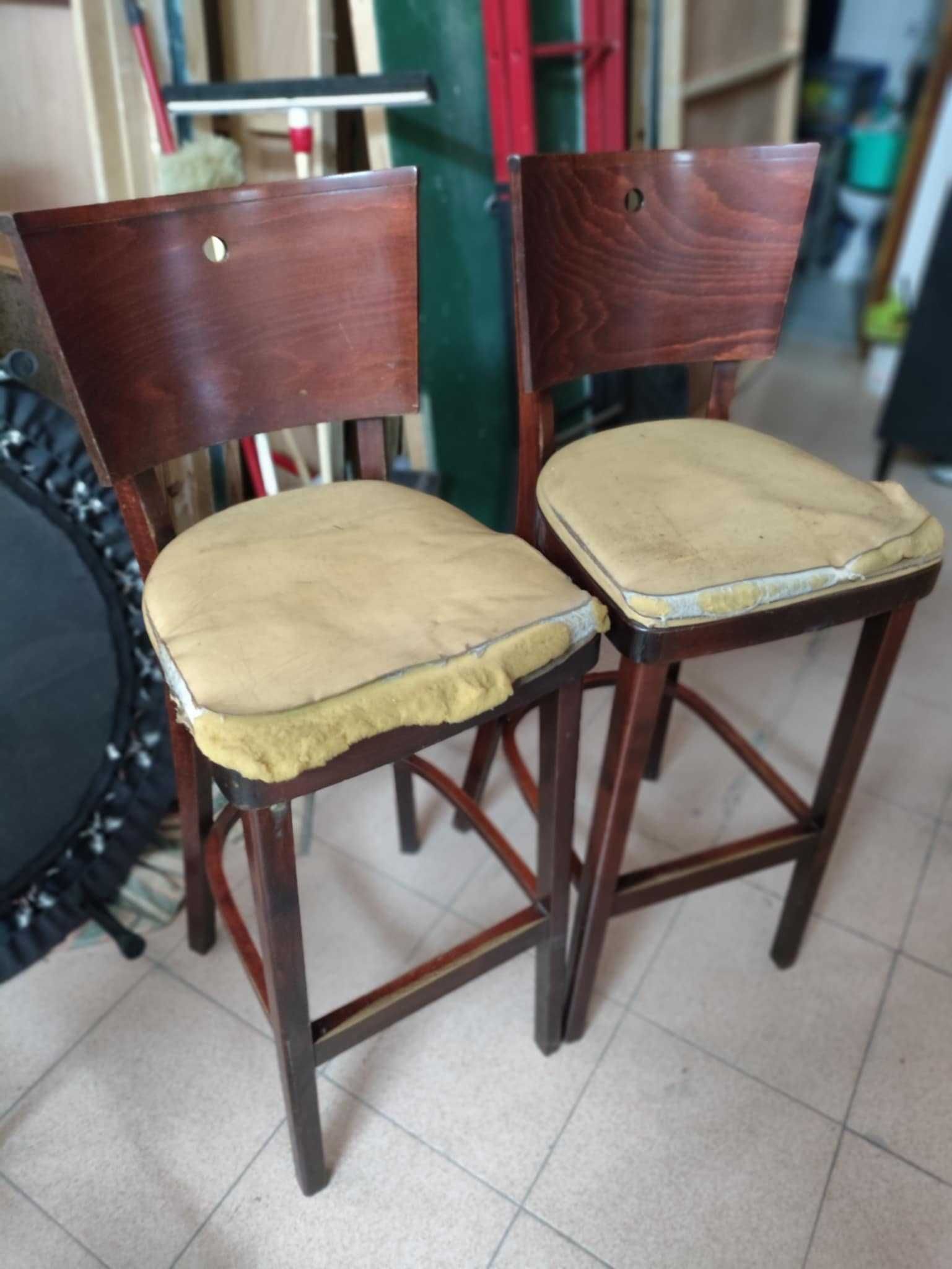 2 Bancos Cadeiras altos Art deco vintage com estofos para restaurar