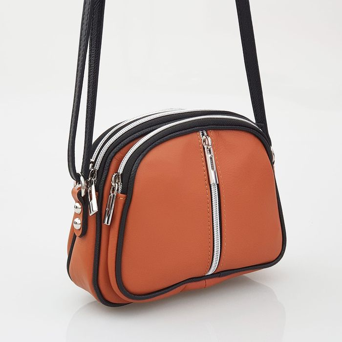 VERA PELLE torebka skórzana listonoszka 3 komorowa V463 granatowa