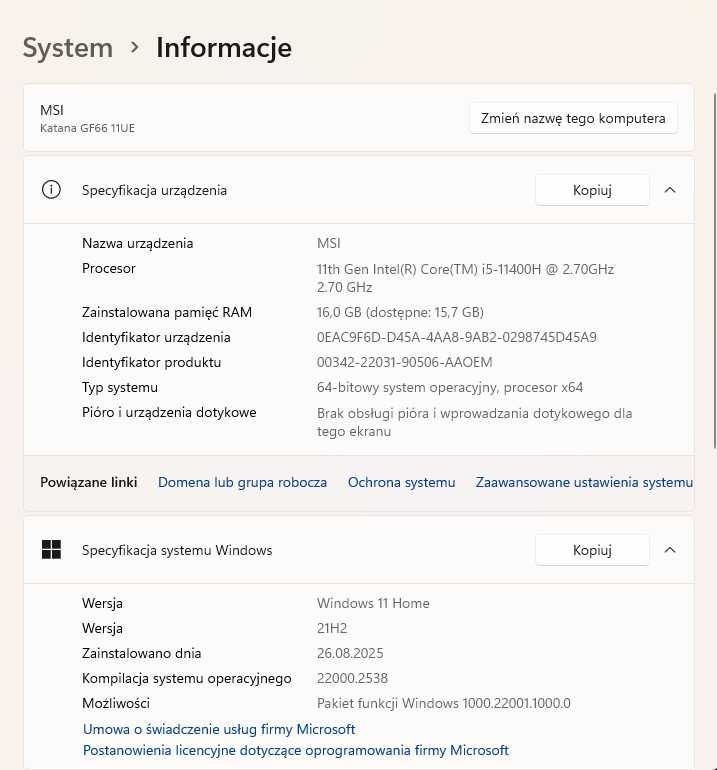 Sprzedam laptopa msi