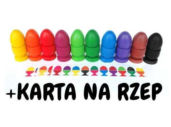Sorter kolorów jajka układanka lewopółkulowa Montessori +karta na rzep