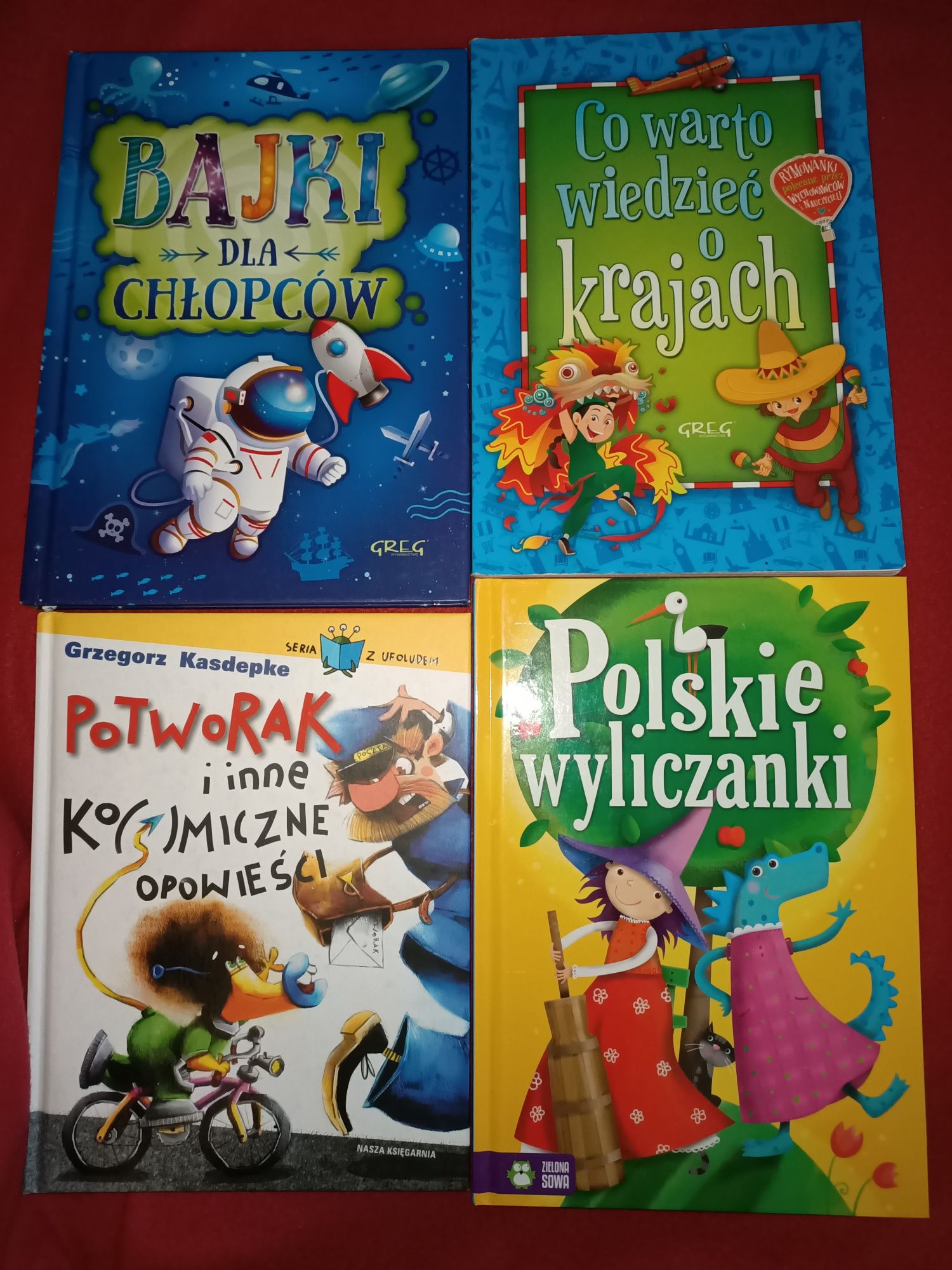 4 kaiążeczki Bajki dla chłopców o krajach Polskie wyliczanki Potworak