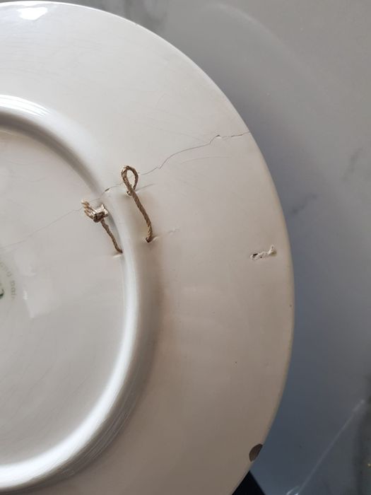 Fajans Włocławek 2x patera 31 cm kwiaty Zakrzewska Ziółkowska