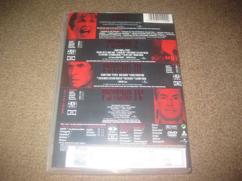 Colecção Completa numa Box em DVD "Psycho" com Anthony Perkins