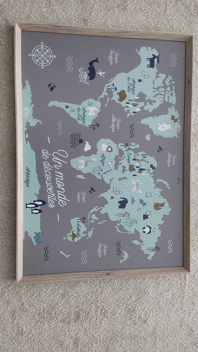 Quadro criança 50x70 cm mapa mundo