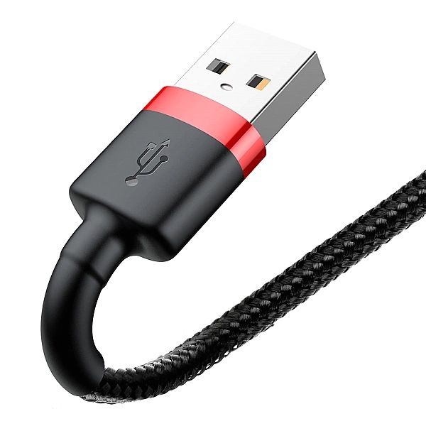 Kabel Baseus Cafule USB-A / Lightning 2.4A QC 3.0/1 m - czarno-czerwon