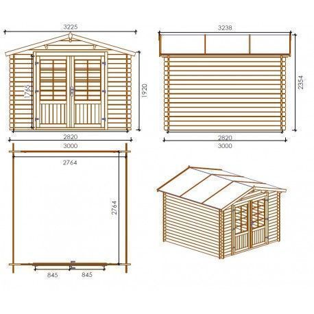 Domek ogrodowy altanka 3x3 m + taras 3x3 m DOM427+DOM539+DOM540+POD04