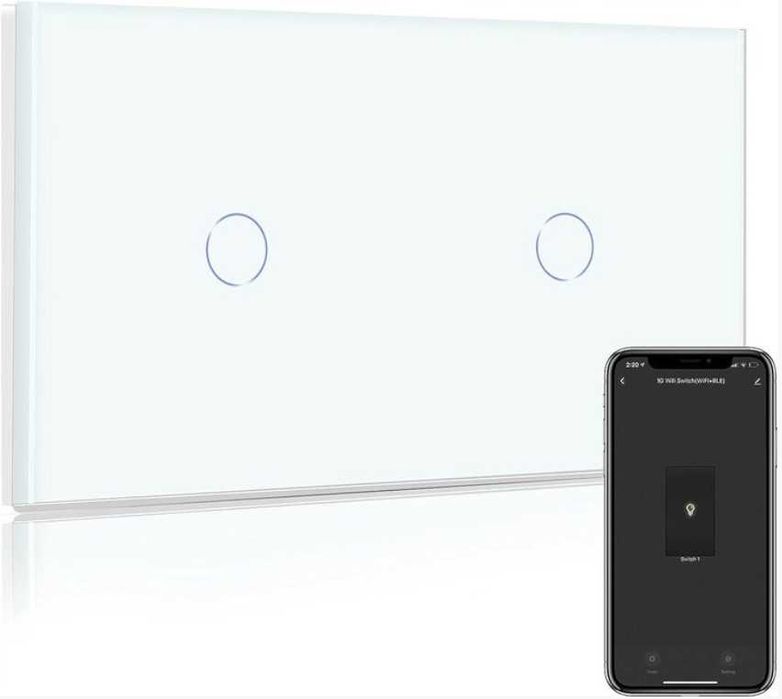 Dotykowy włącznik światła Smart BSEED Wi-Fi 1+1 SZKLANY PODŚWIETLANY