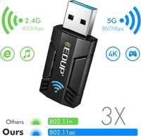 Edup Zewnętrzna Karta siecowa WIFI USB 3.0 1300 Mbps DONGLE 802.11 ac