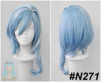 Eula Genshin Impact błękitna peruka niebieska z grzywką cosplay wig