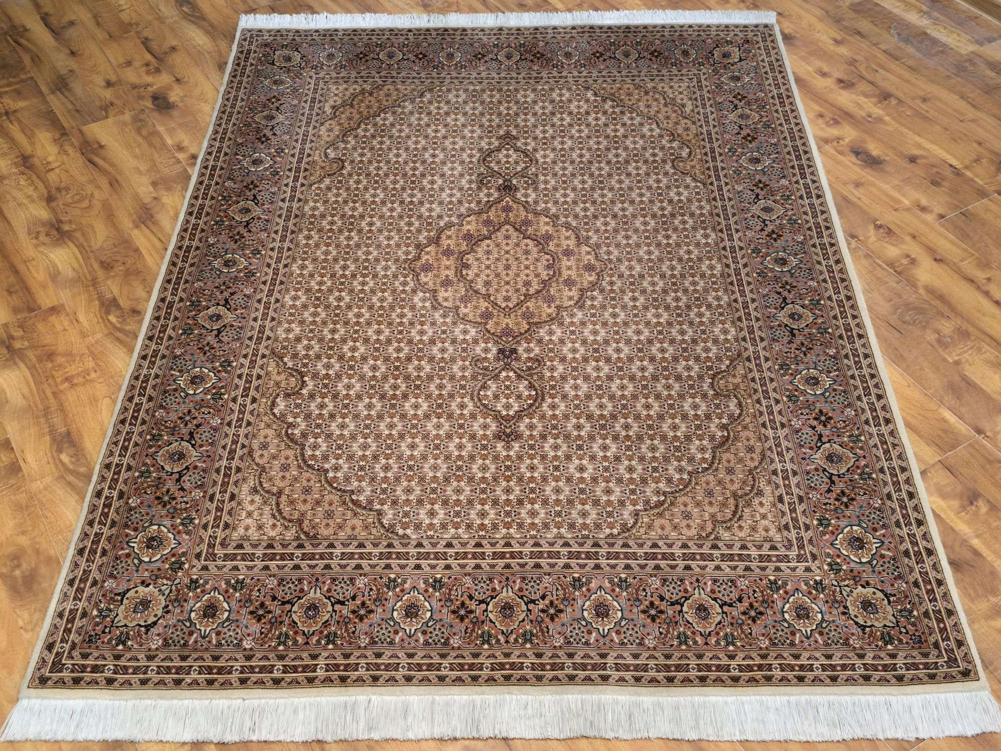 Tabriz Mahi Persja 210x155 Wełna kork z jedwabiem dywan od Persopolis