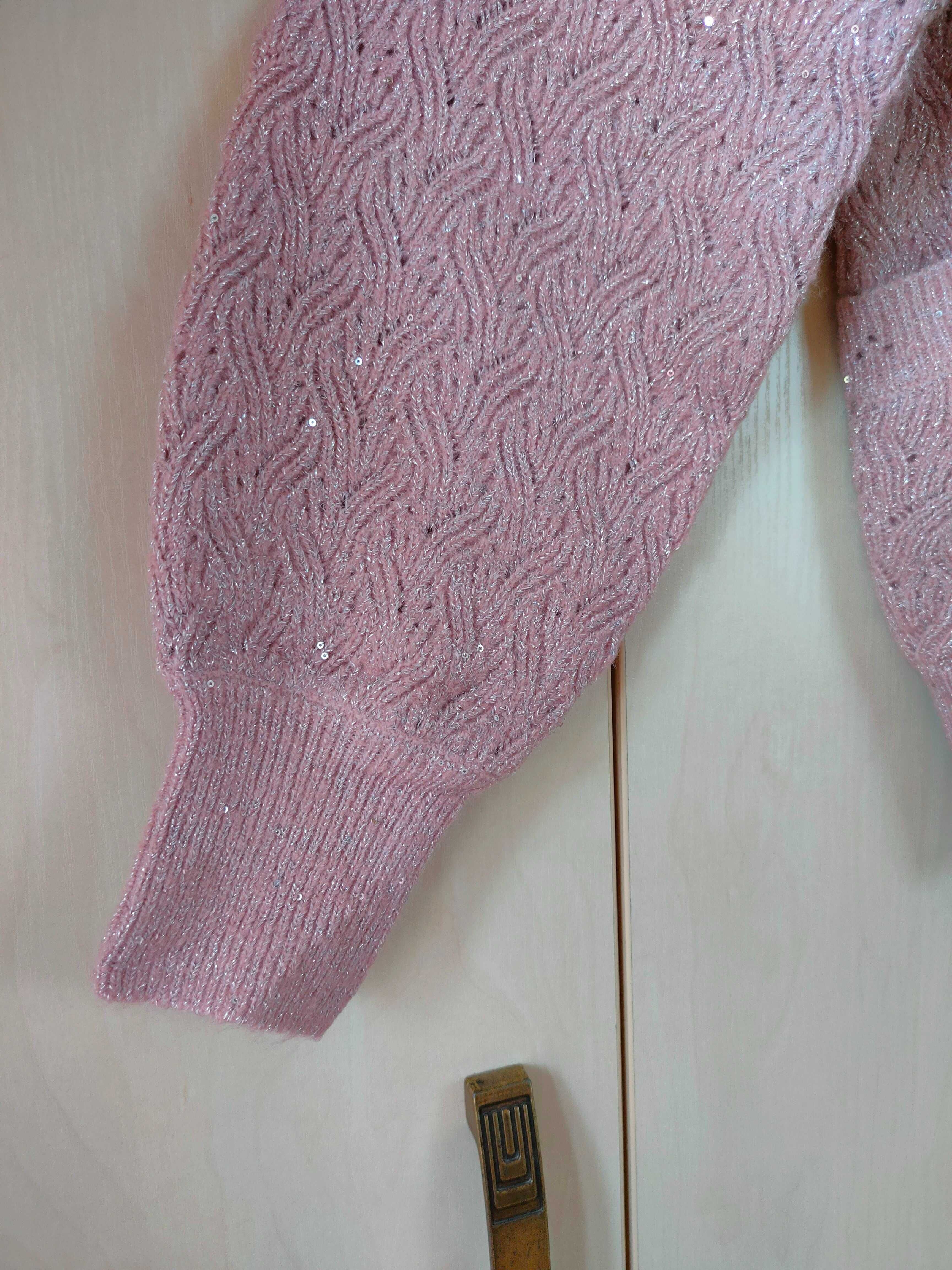 NOWY, różowy, kopertowy sweter r. 38, Bodyflirt (Bonprix)