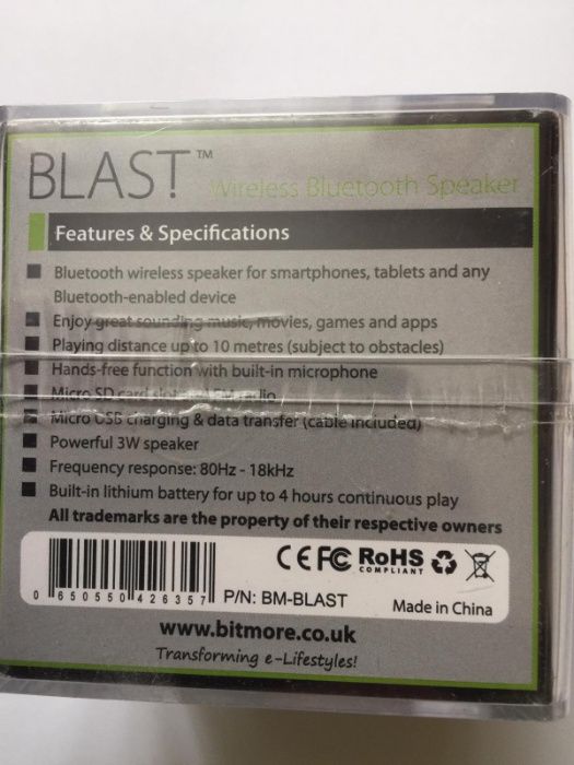 Bitmore Blast Wireless Bluetooth Speaker беспроводная колонка