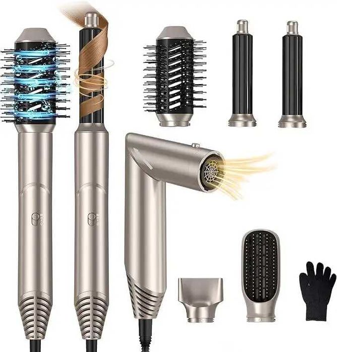 Фен-щітка 5в1 для укладання волосся Air Styler White-Gold (60 000 RPM)