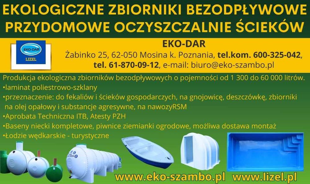 Szambo szamba plastikowe 6640L producent Atesty ITB Atest PZH Promocja