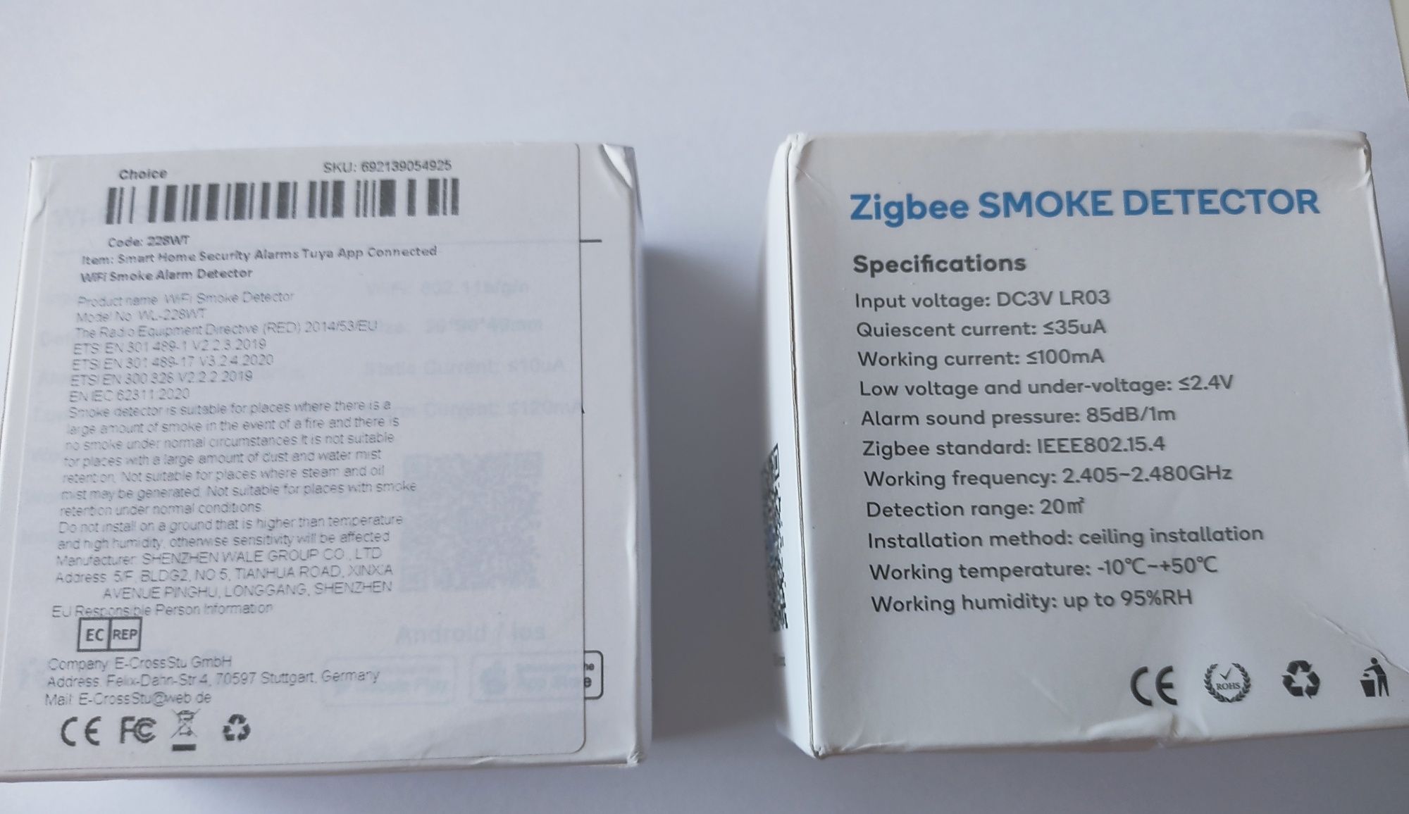 Tuya wi-fi zigbee czujnik dymu Smart life smoke detektor sensor