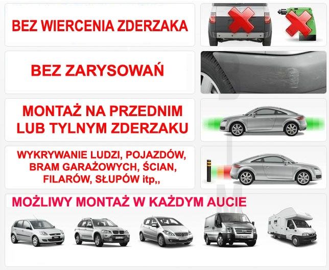 ELEKTROMAGNETYCZNY czujnik cofania parkowania BEZ WIERCENIA Audi VW