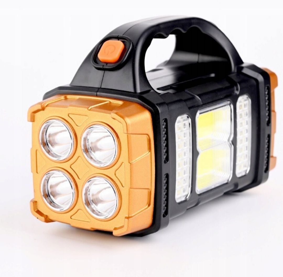 Latarka akumulatorowa solarna turystyczna 68 LED USB szperacz halogen