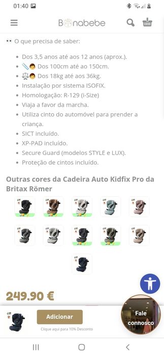 Cadeira auto até 12 anos  isofix