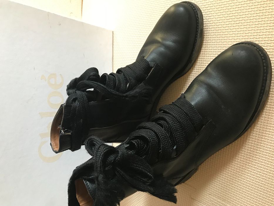 Chloe botki sznurowane 37,5 czarne skorzane