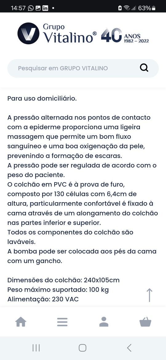 Colchão anti escaras enchimento eletrico