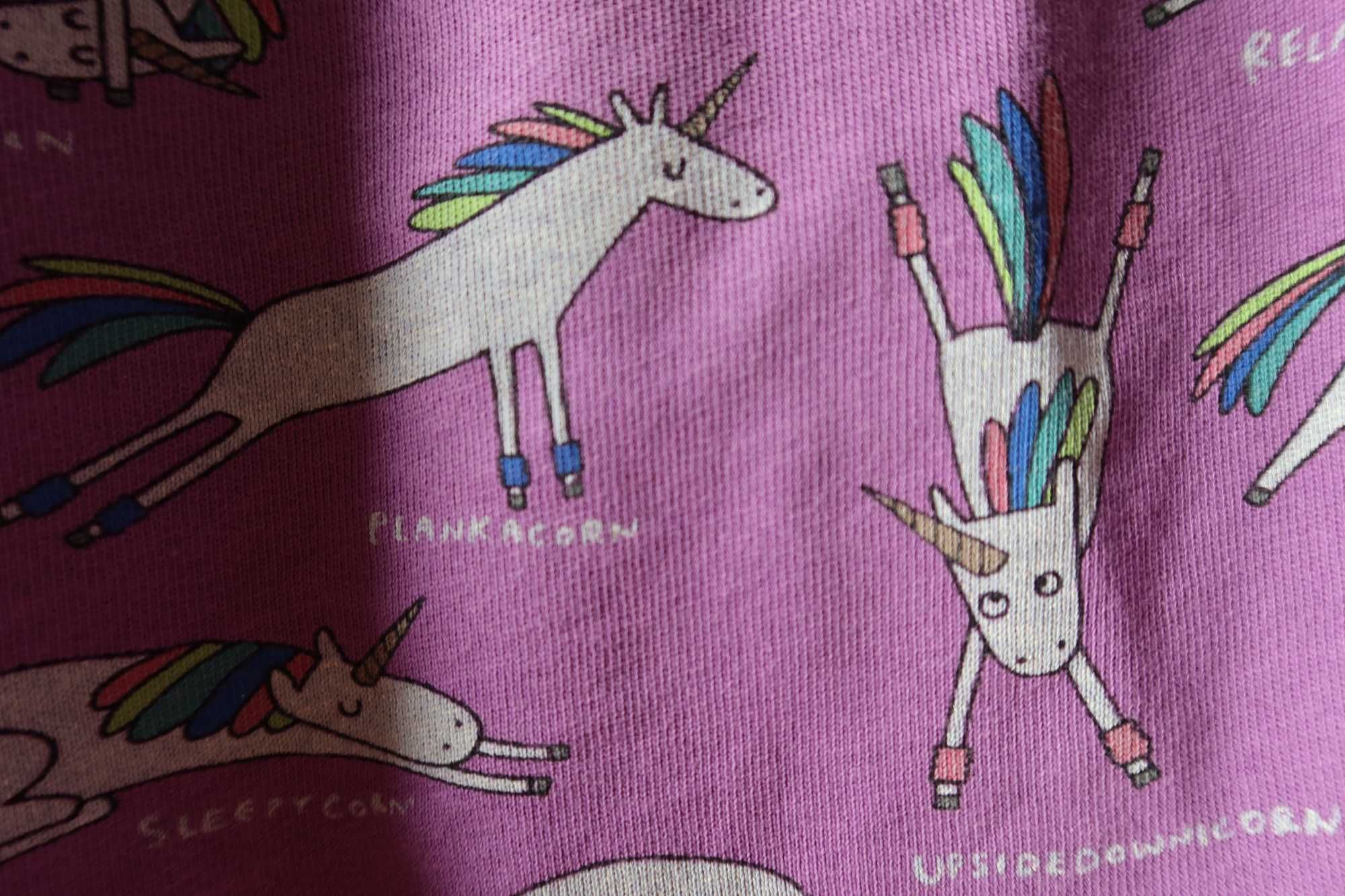 Szorty 140 NEXT spodenki fioletowe jednorożce unicorn koniki lato joga