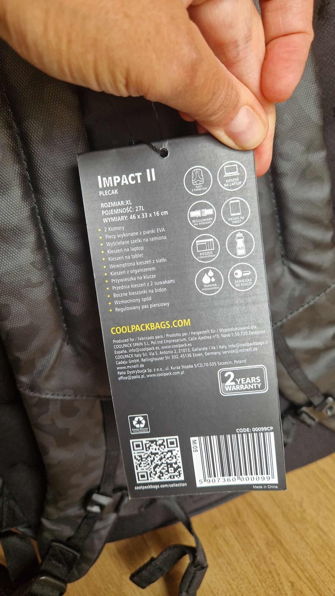 Plecak szkolny Cool Pack Impact II 27 litrów czarno szary