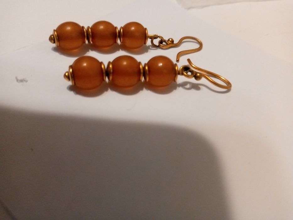 Серебро СССР, серебряные янтарные серьги СССР