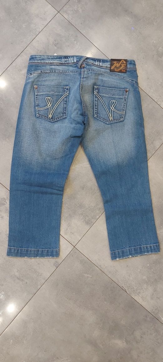 Spodnie jeans damskie 3/4 nowe r.38