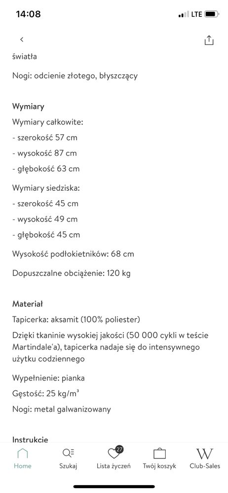 Krzesło tapicerowane z aksamitu Westwing collection