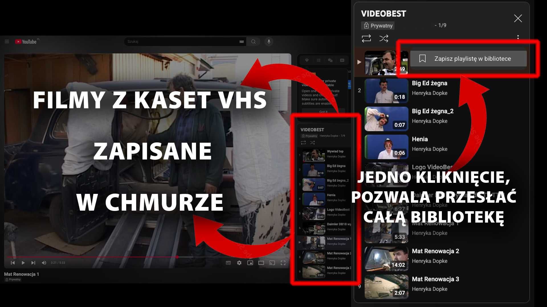 Przegrywanie kaset VHS, Video8, Hi8, miniDV oraz płyt DVD.