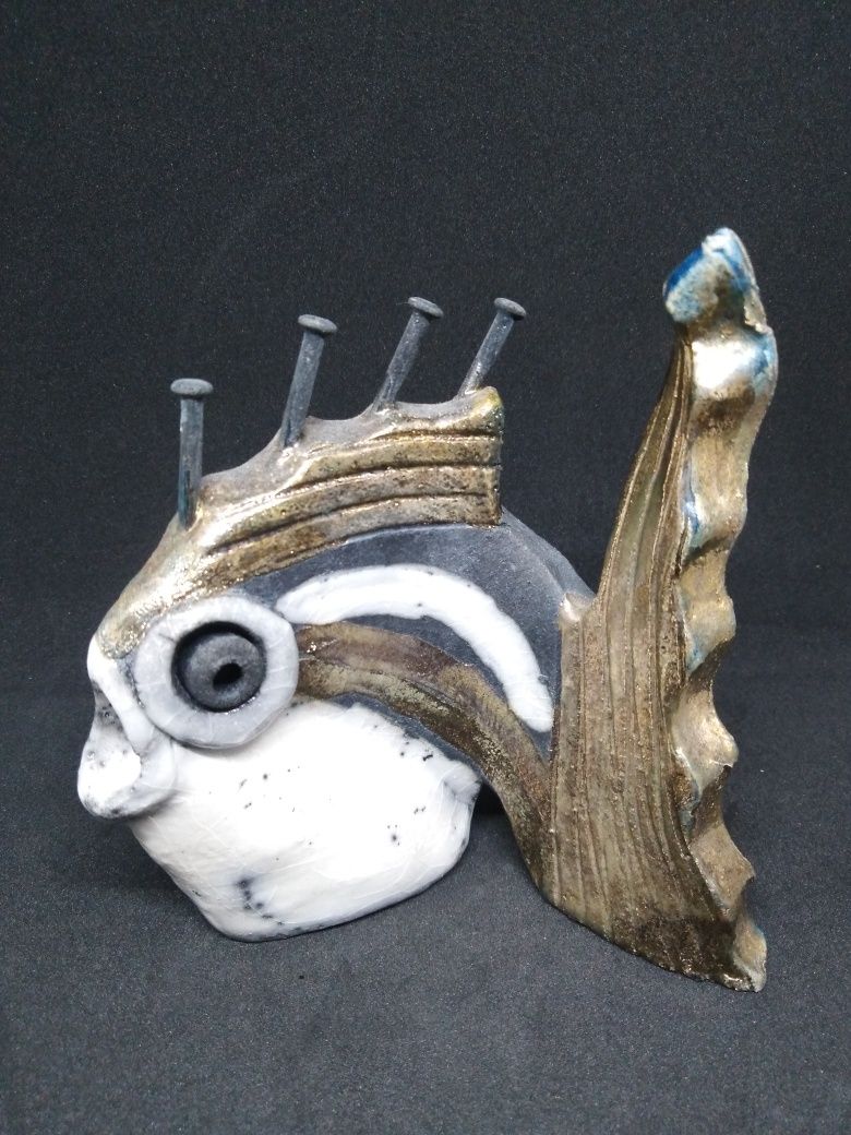 Rzeźba ceramika artystyczna figurka ryba loft industrial