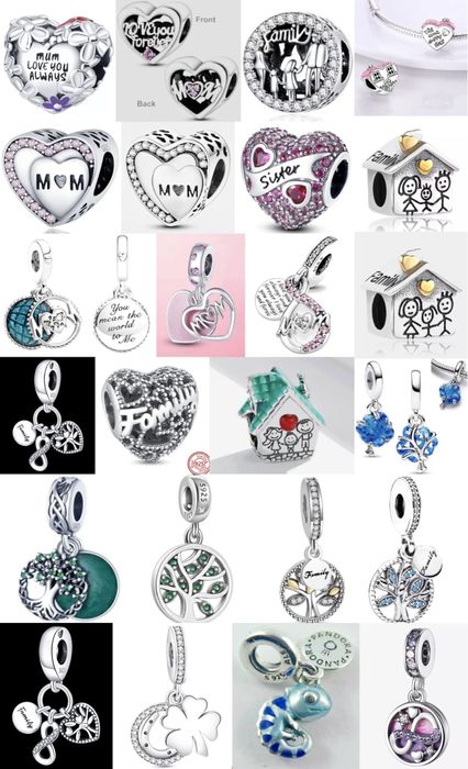 Шарм мама семья сердце клевер дерево pandora пандора серебро