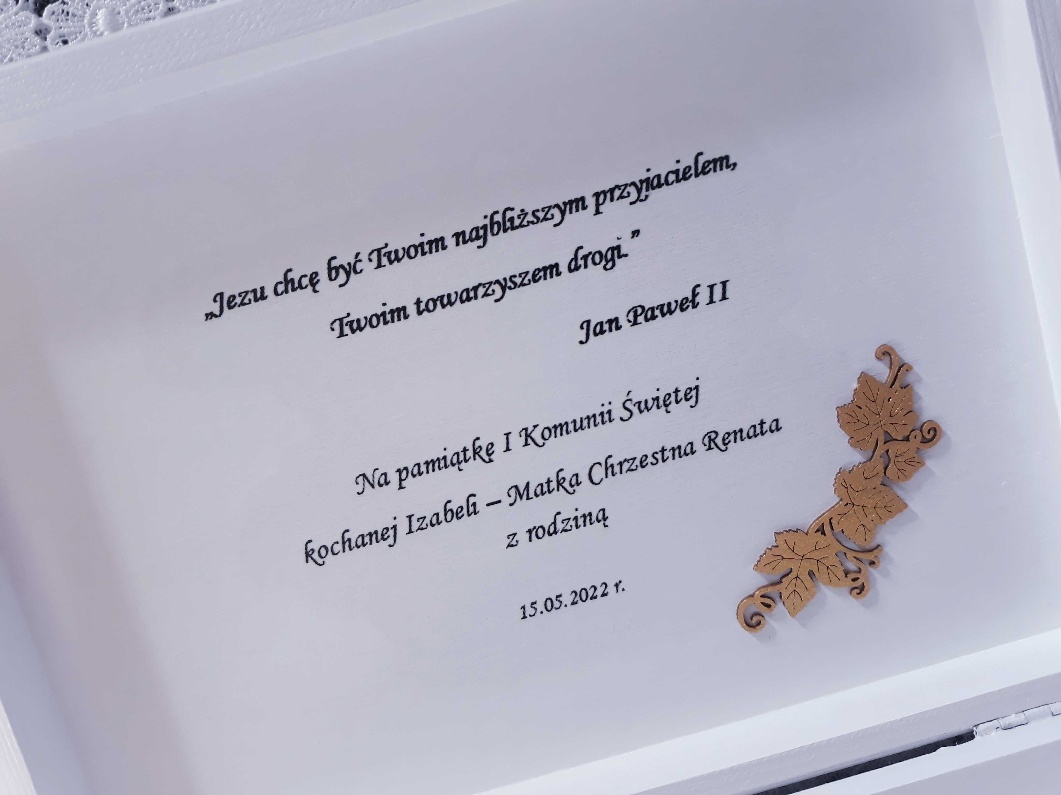 Pudełko skrzynka Komunia Święta pamiątka Komunii Świętej