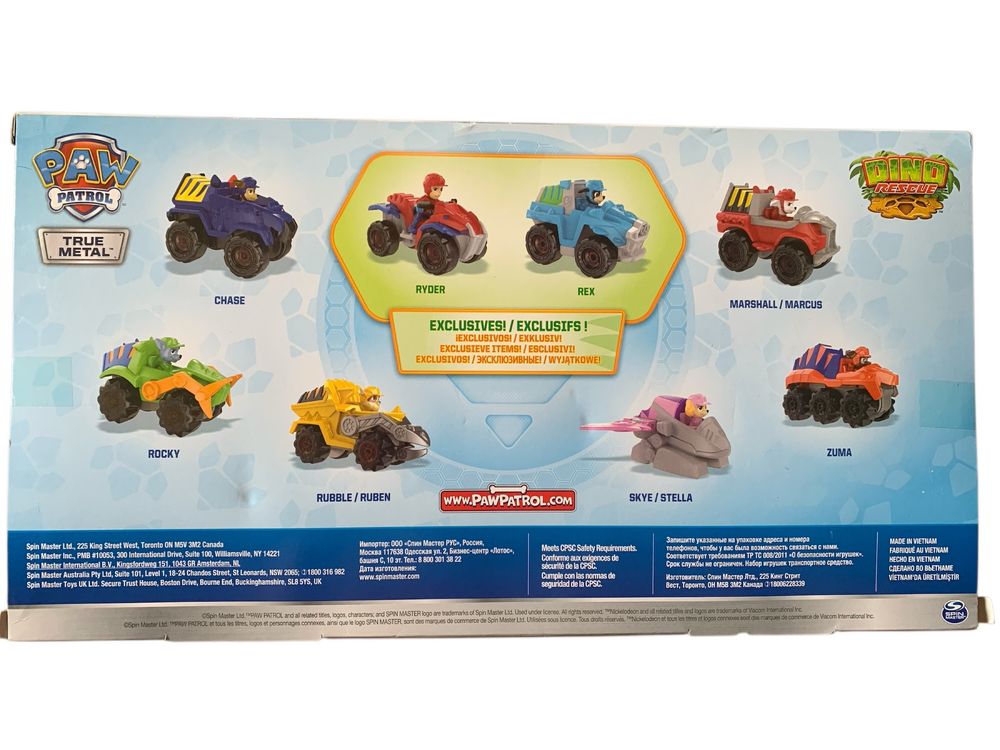 Nowy zestaw Psi Patrol Dino Rescue 8 metalowych autek