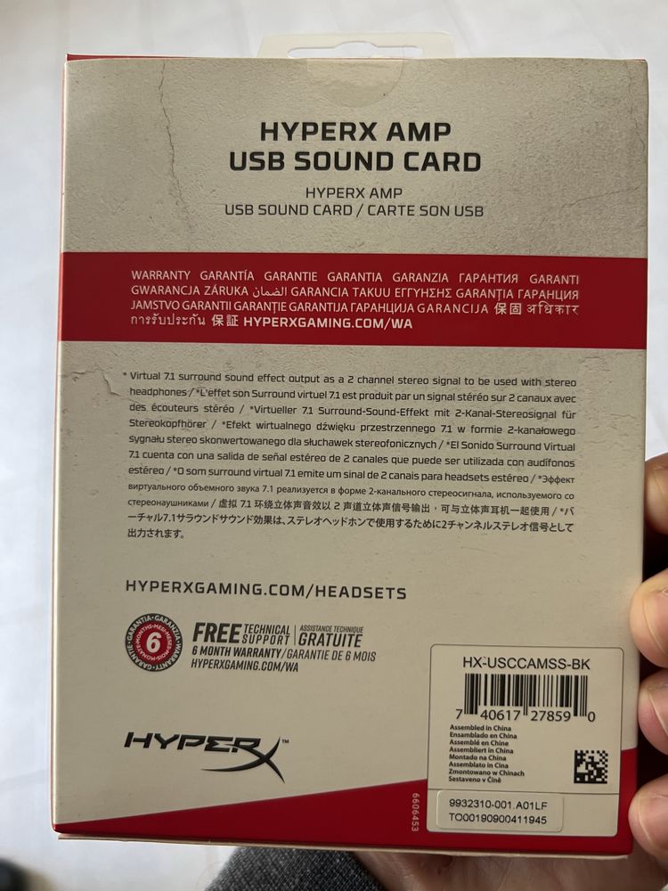 Hyperx soundcard amp cloud alpha usb e jack 3,5 surround 7.1
