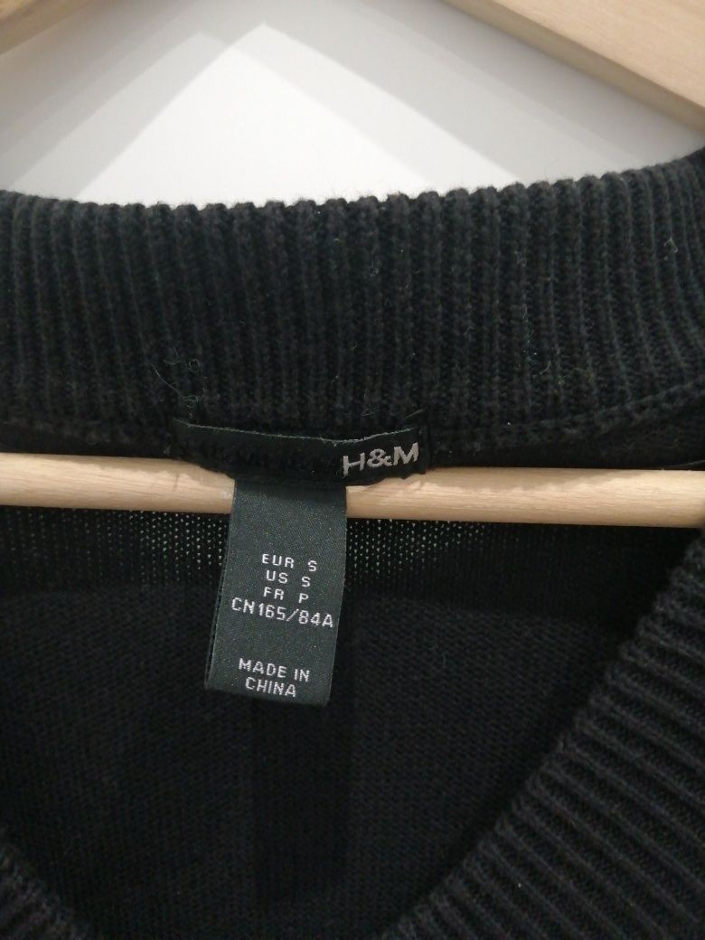 Casaco de malha comprido da H&M, preto tamanho S