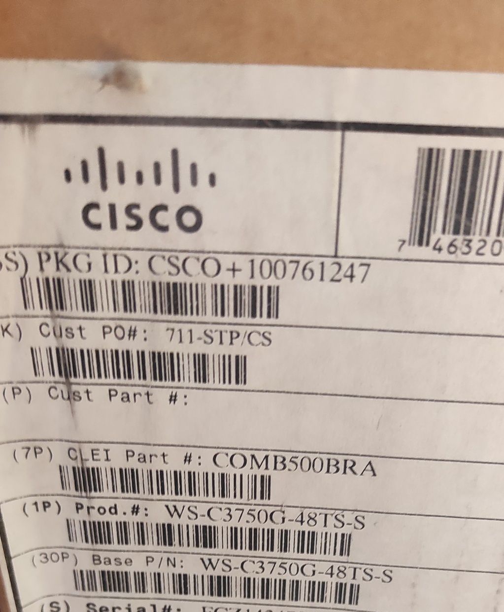 Новый комутатор Cisco WS C3750G 48TS S 3750G POE