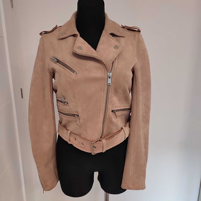 Stradivarius damska kurtka zamszowa ramoneska biker S