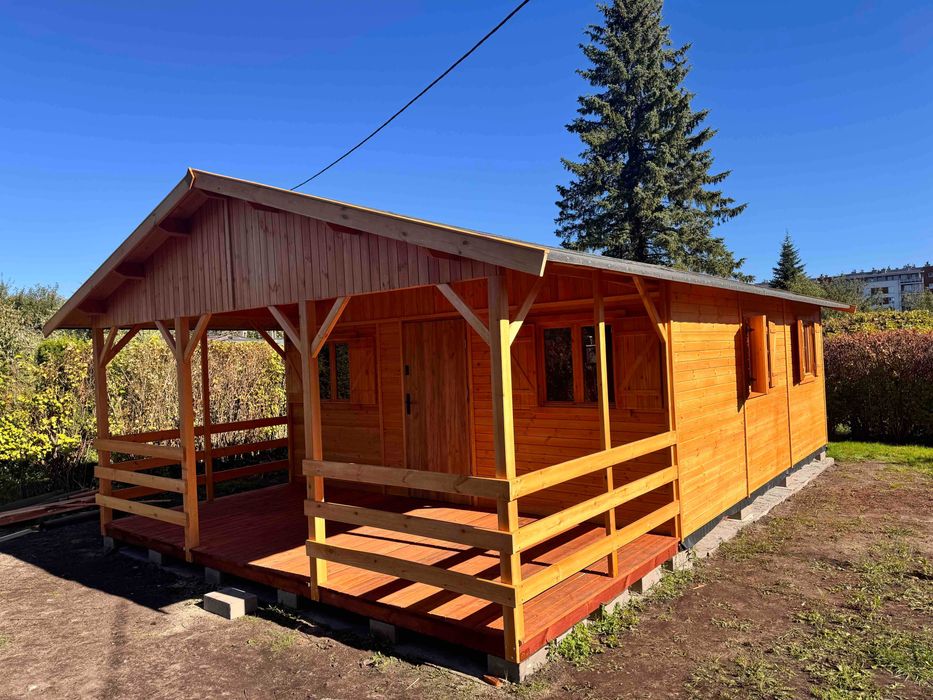 domek drewniany dom z drewna domki drewniane działkowe na ROD WARBIT