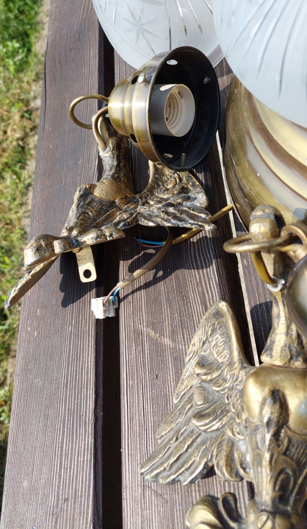 Lampa wisząca  EAGLE żyrandol kryształ kinkiet z orłem mosiądz retro