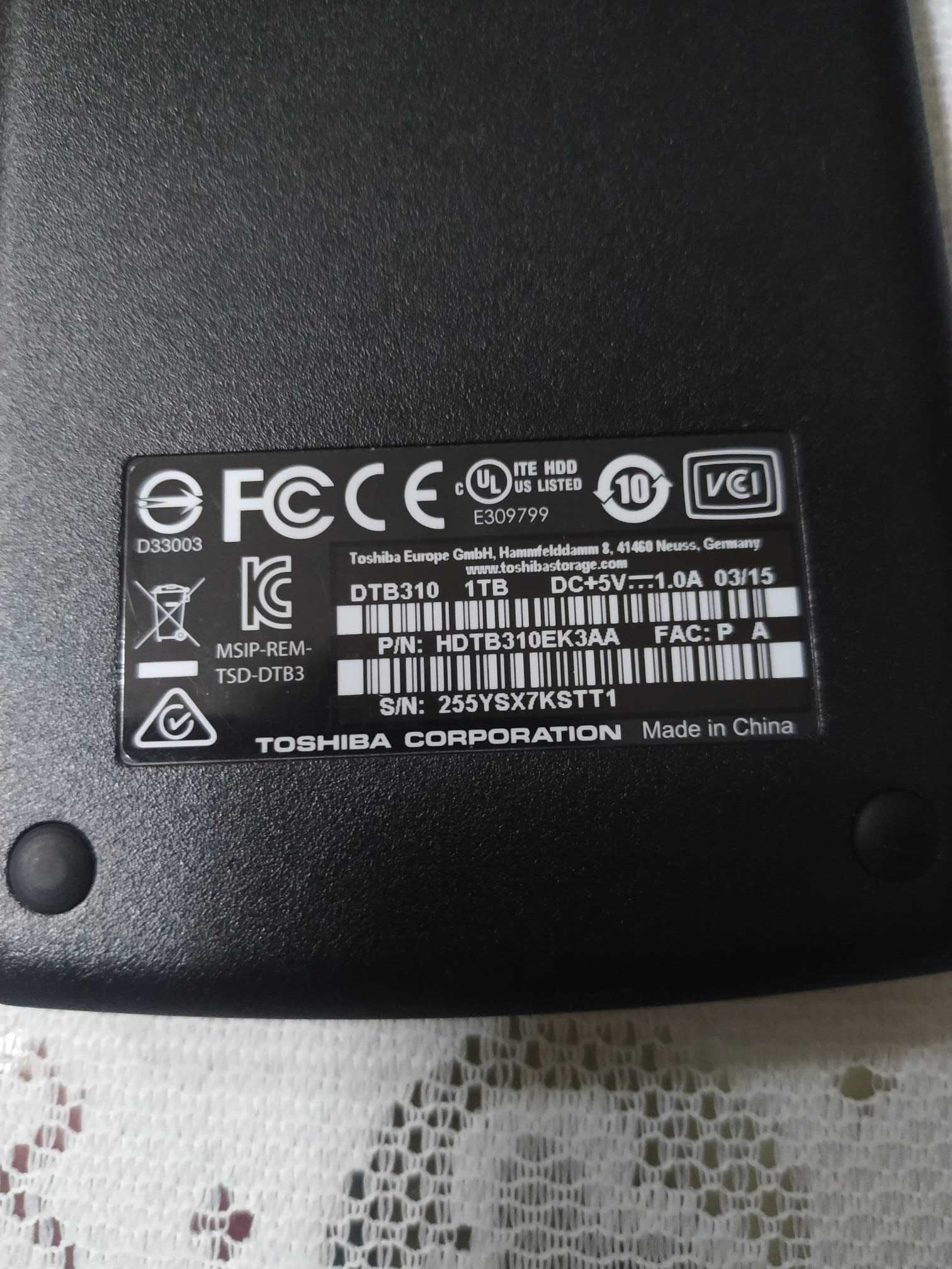 Disco Externo Toshiba 1 TB (HDTB310EK3AA) – Excelente Estado