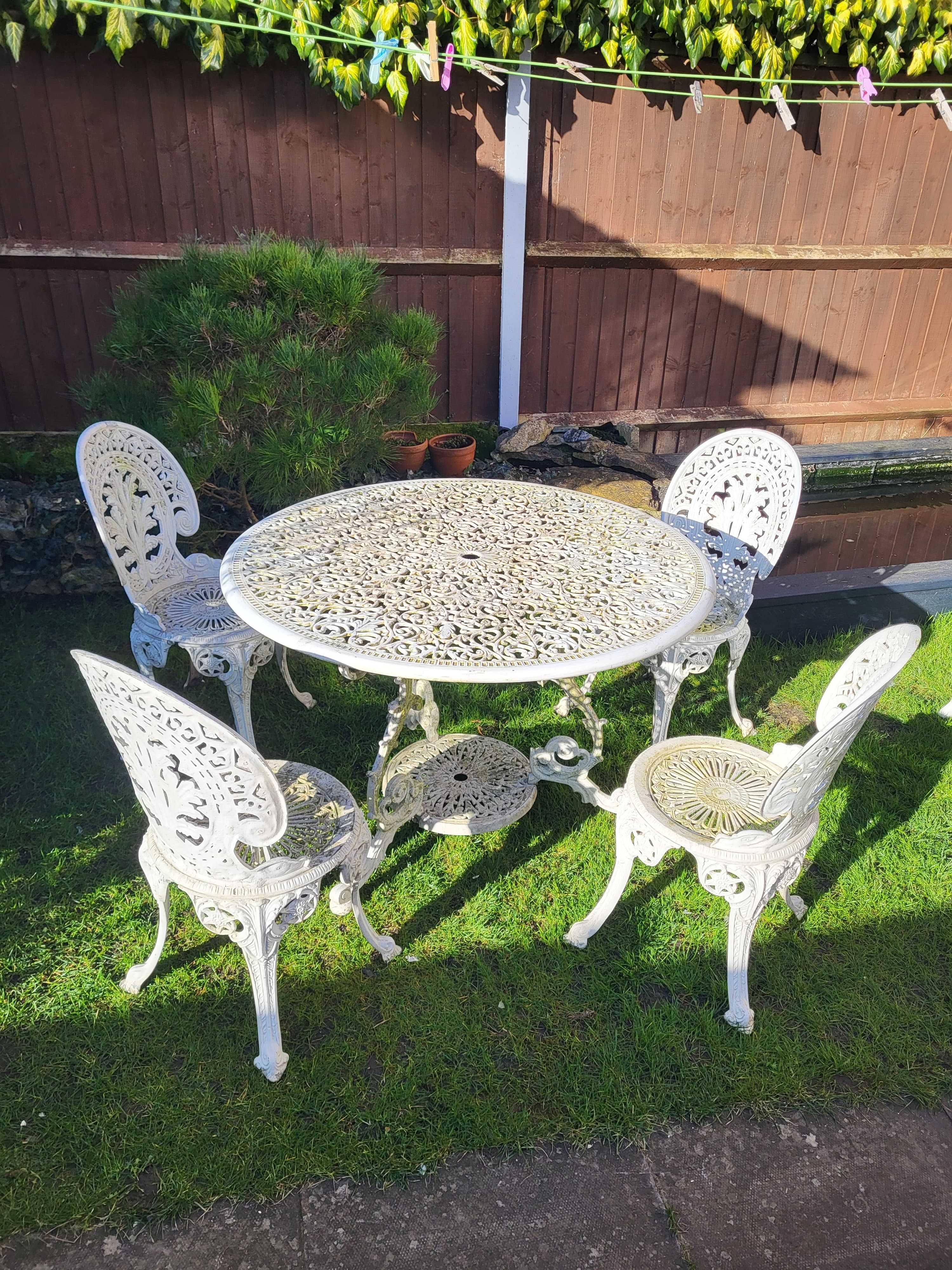 Aluminiowe meble ogrodowe zestaw stół 110 cm + 4 krzesła Wysyłka