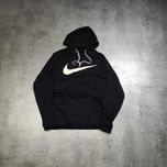 MĘSKA Bluza z Kapturem Hoodie Czarna Duże Logo Nike Swoosh Sportowa