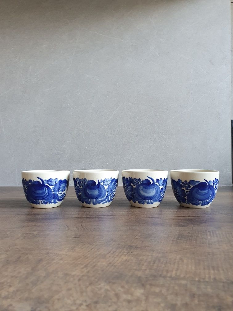 Porcelana fajans Włocławek zestaw 4 filiżanek kobalt