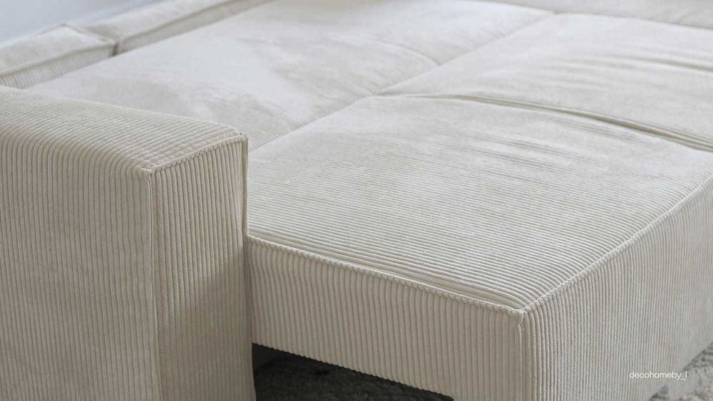 NOWY narożnik rozkładany BEŻOWY SZTRUKS od ręki wyprzedaż magazynu