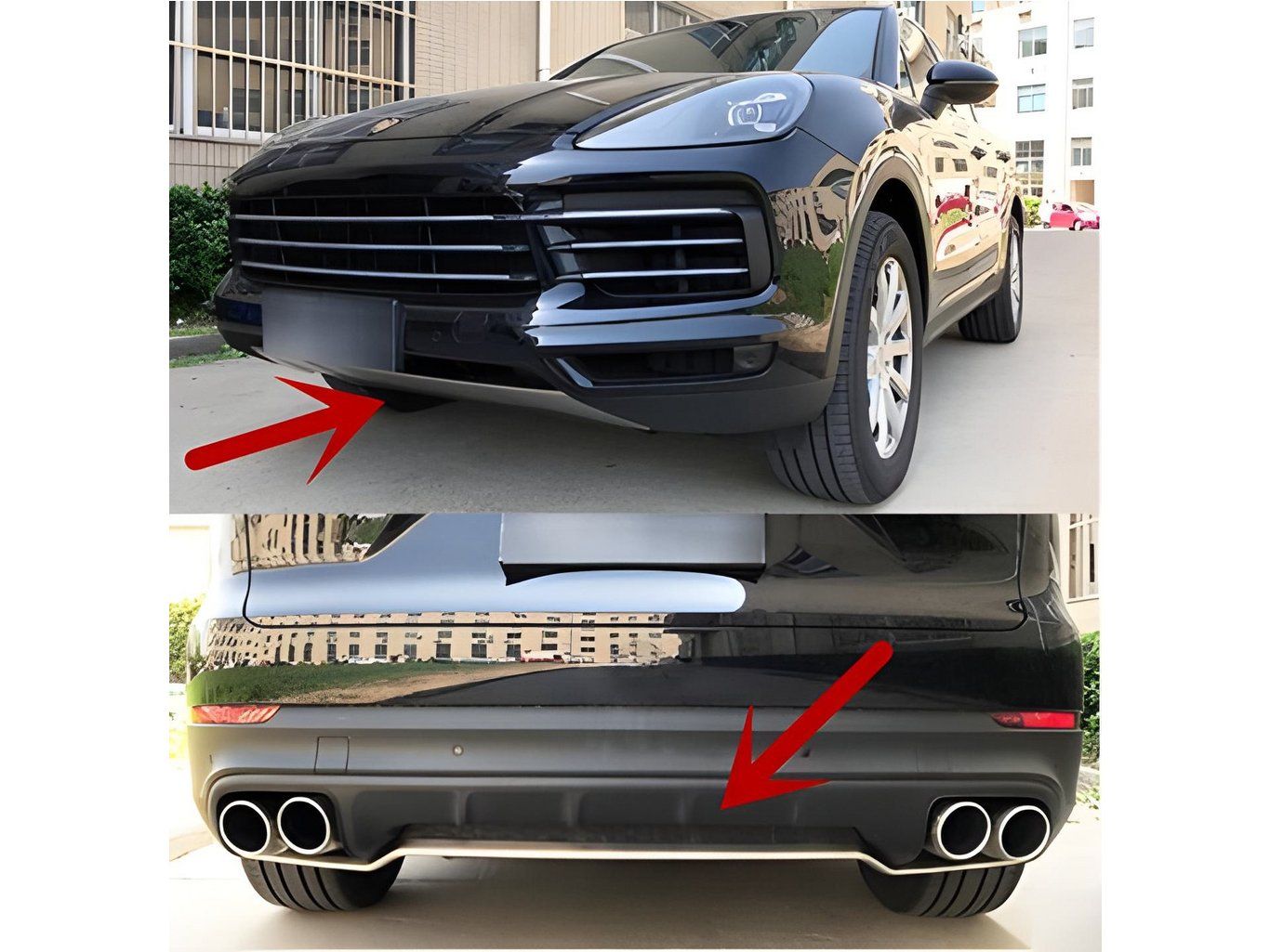 Porsche Cayenne 2018+ Передняя и задняя накладка обвес на бампер