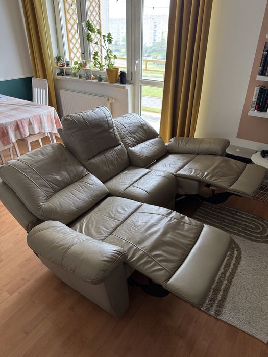 Sofa z funkcją relaks 3-osobowa kanapa beżowa relax