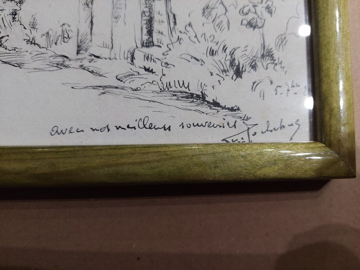 Desenho com moldura assinado quadro